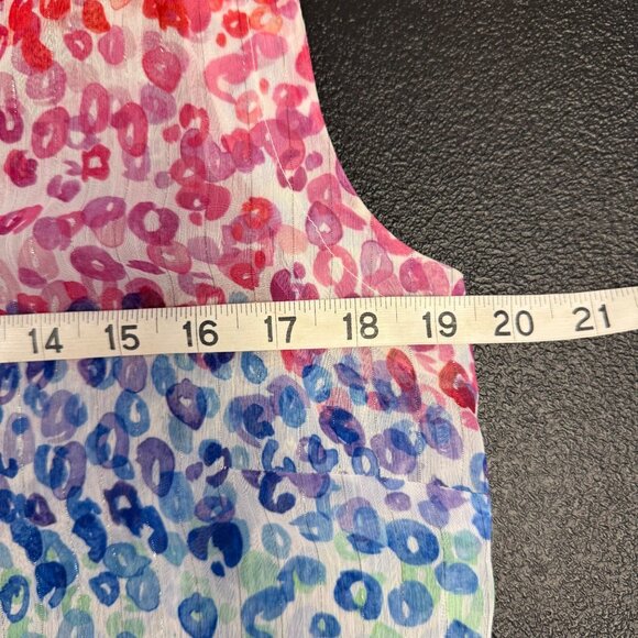 Vilagallo Womens Rainbow Leopard Print Sleeveless Blouse Size 42 Sheer Fabric - Picture 3 of 6